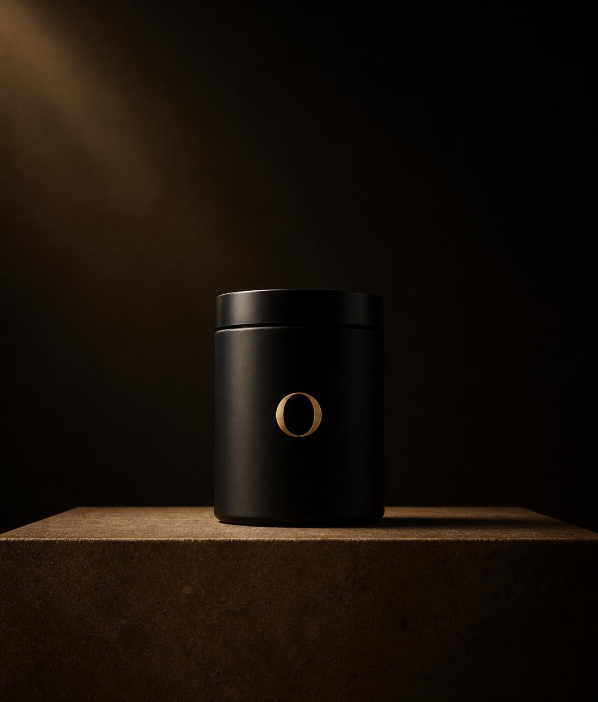 A single OPTIMAL jar standing alone on a stone plinth